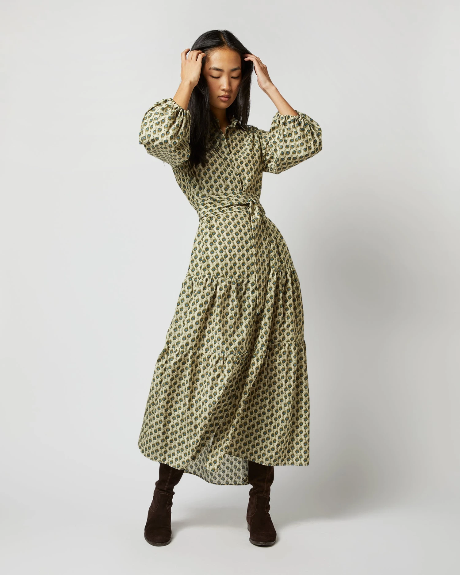 Isla Shirtdress In Ivory Multi Peacock Feathers Habotai 12 Isla Shirtdress In Ivory Multi Peacock Feathers Habotai - Image 10