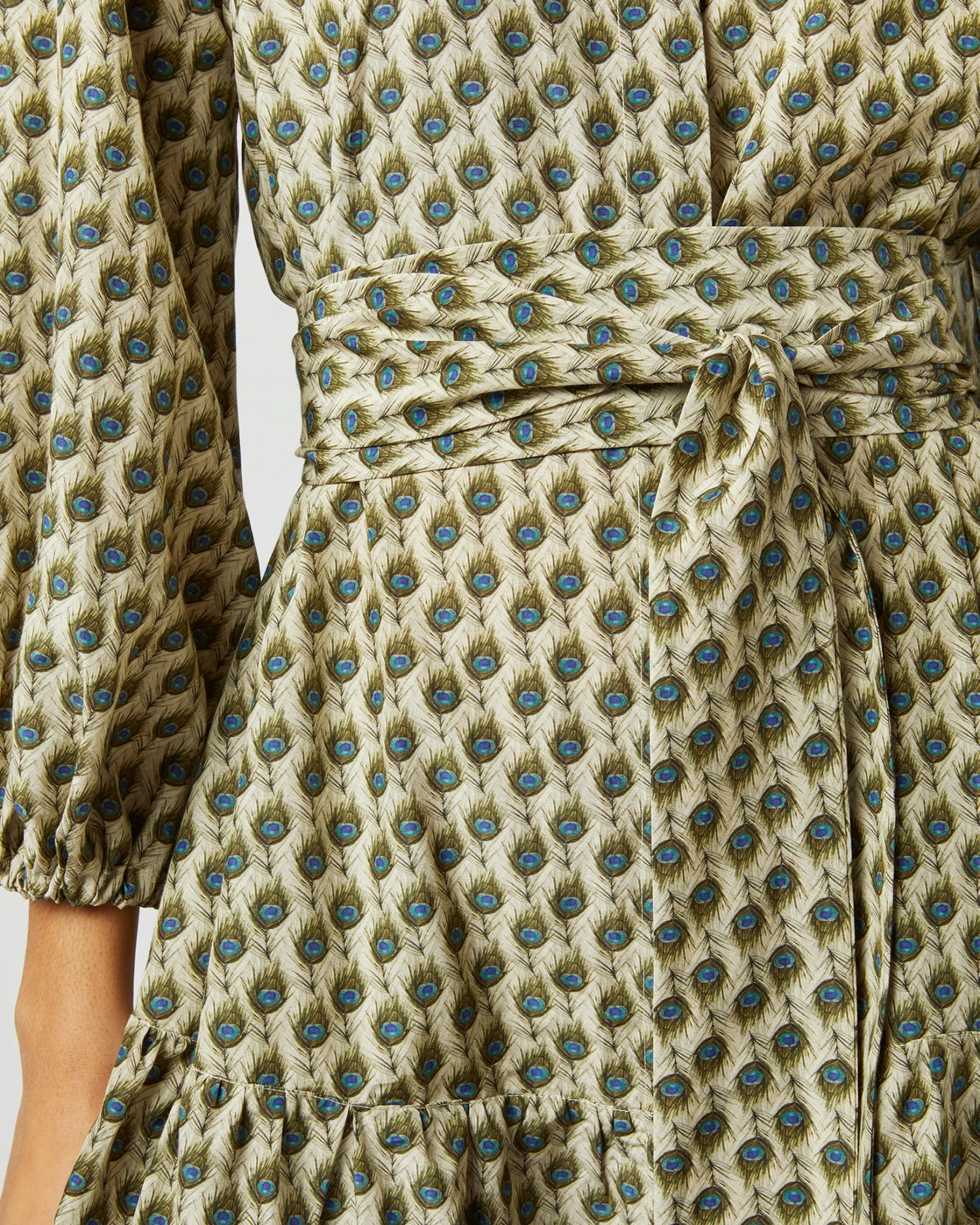 Isla Shirtdress In Ivory Multi Peacock Feathers Habotai 11 Isla Shirtdress In Ivory Multi Peacock Feathers Habotai - Image 9