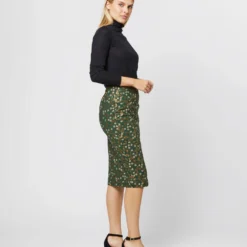 Pull-On Skirt In Hunter/Gold Floral Jacquard -Garbiera Sales Store S71395 1258