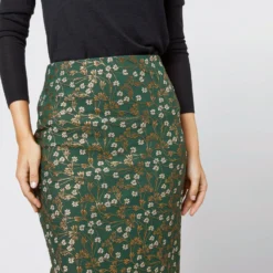 Pull-On Skirt In Hunter/Gold Floral Jacquard -Garbiera Sales Store S71395 1293