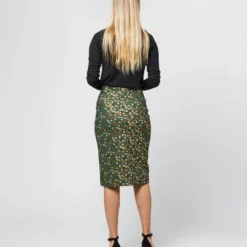 Pull-On Skirt In Hunter/Gold Floral Jacquard -Garbiera Sales Store S71395 1297