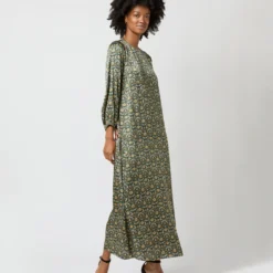 Long-Sleeved Paige Maxi Dress In Hunter/Gold Moon Flower Liberty Fabric Silk 12 Long-Sleeved Paige Maxi Dress In Hunter/Gold Moon Flower Liberty Fabric Silk -Garbiera Sales Store S71396 1184