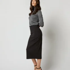 Long Pull-On Skirt In Black Ponte Knit -Garbiera Sales Store S71398 2309