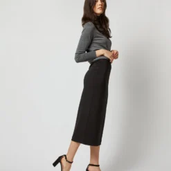 Long Pull-On Skirt In Black Ponte Knit -Garbiera Sales Store S71398 2323