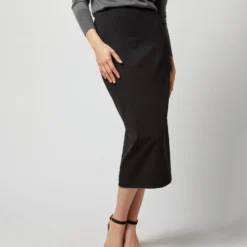 Long Pull-On Skirt In Black Ponte Knit -Garbiera Sales Store S71398 2350