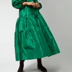 Isla Shirtdress In Green Silk Taffeta -Garbiera Sales Store S71411 135