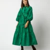 Isla Shirtdress In Green Silk Taffeta 1 Isla Shirtdress In Green Silk Taffeta -Garbiera Sales Store S71411 99