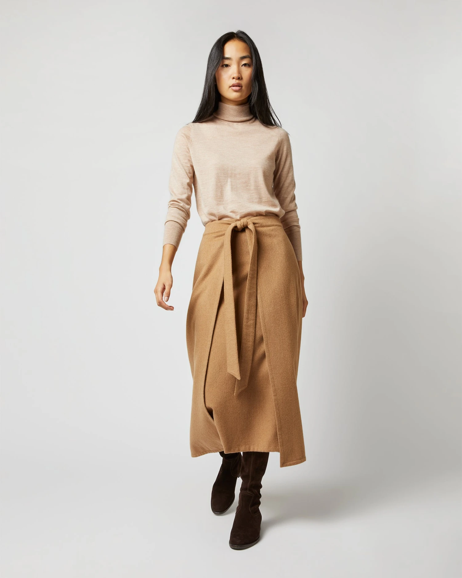 Brooke Tie-Waist Skirt In Camel Hair Flannel 4 Brooke Tie-Waist Skirt In Camel Hair Flannel - Image 2