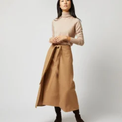 Brooke Tie-Waist Skirt In Camel Hair Flannel 16 Brooke Tie-Waist Skirt In Camel Hair Flannel -Garbiera Sales Store S71413 1601