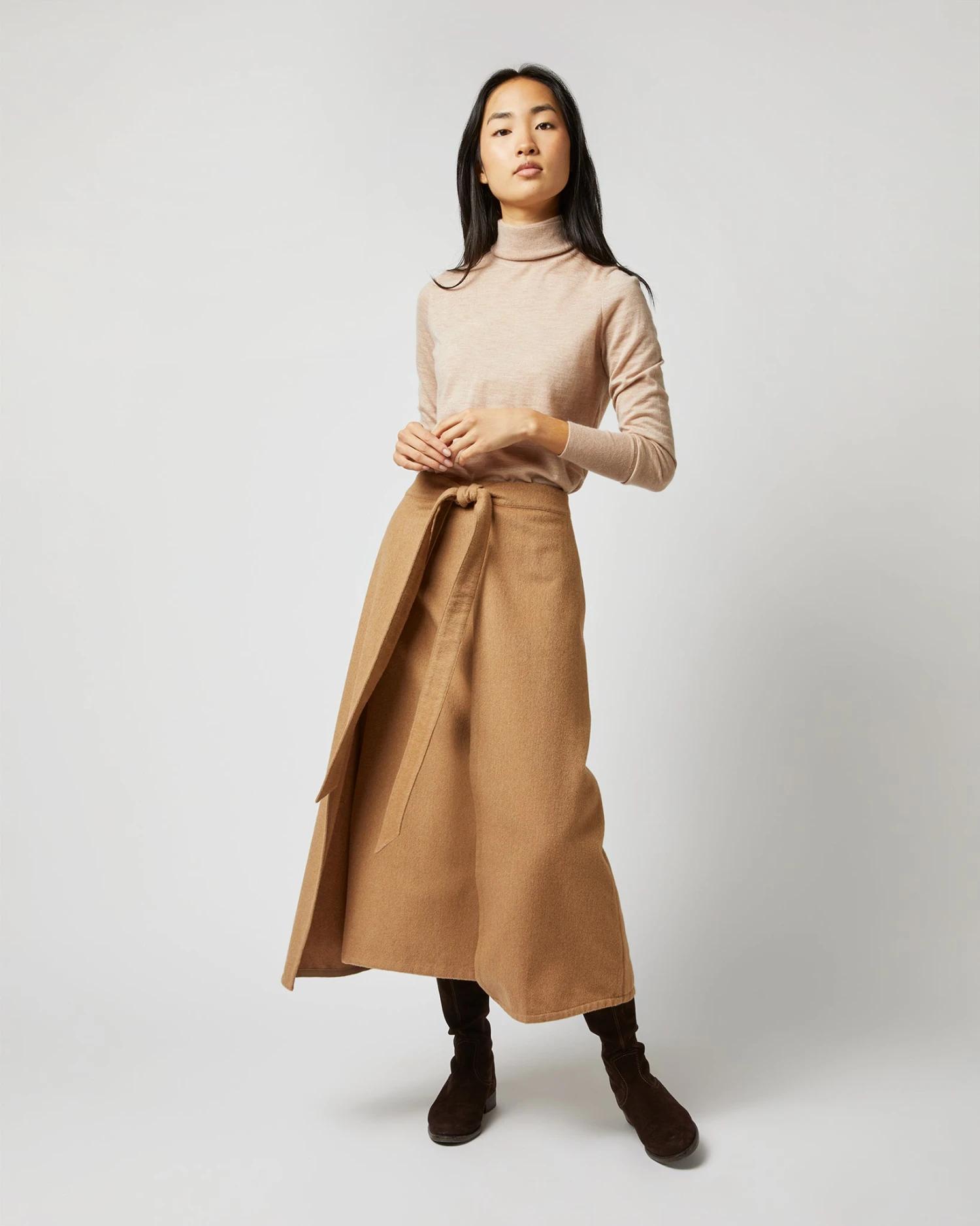 Brooke Tie-Waist Skirt In Camel Hair Flannel 7 Brooke Tie-Waist Skirt In Camel Hair Flannel - Image 5