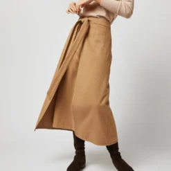 Brooke Tie-Waist Skirt In Camel Hair Flannel 18 Brooke Tie-Waist Skirt In Camel Hair Flannel -Garbiera Sales Store S71413 1612