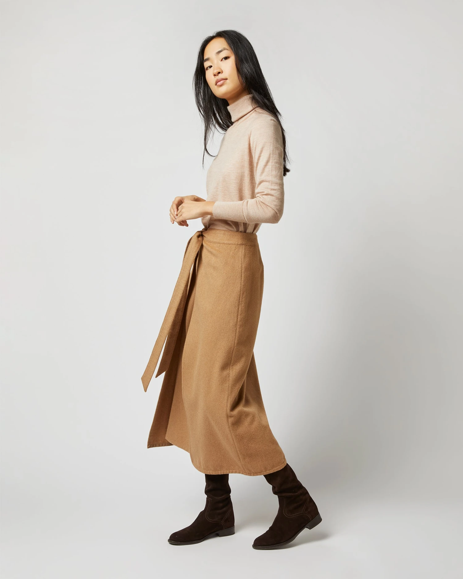 Brooke Tie-Waist Skirt In Camel Hair Flannel 5 Brooke Tie-Waist Skirt In Camel Hair Flannel - Image 3