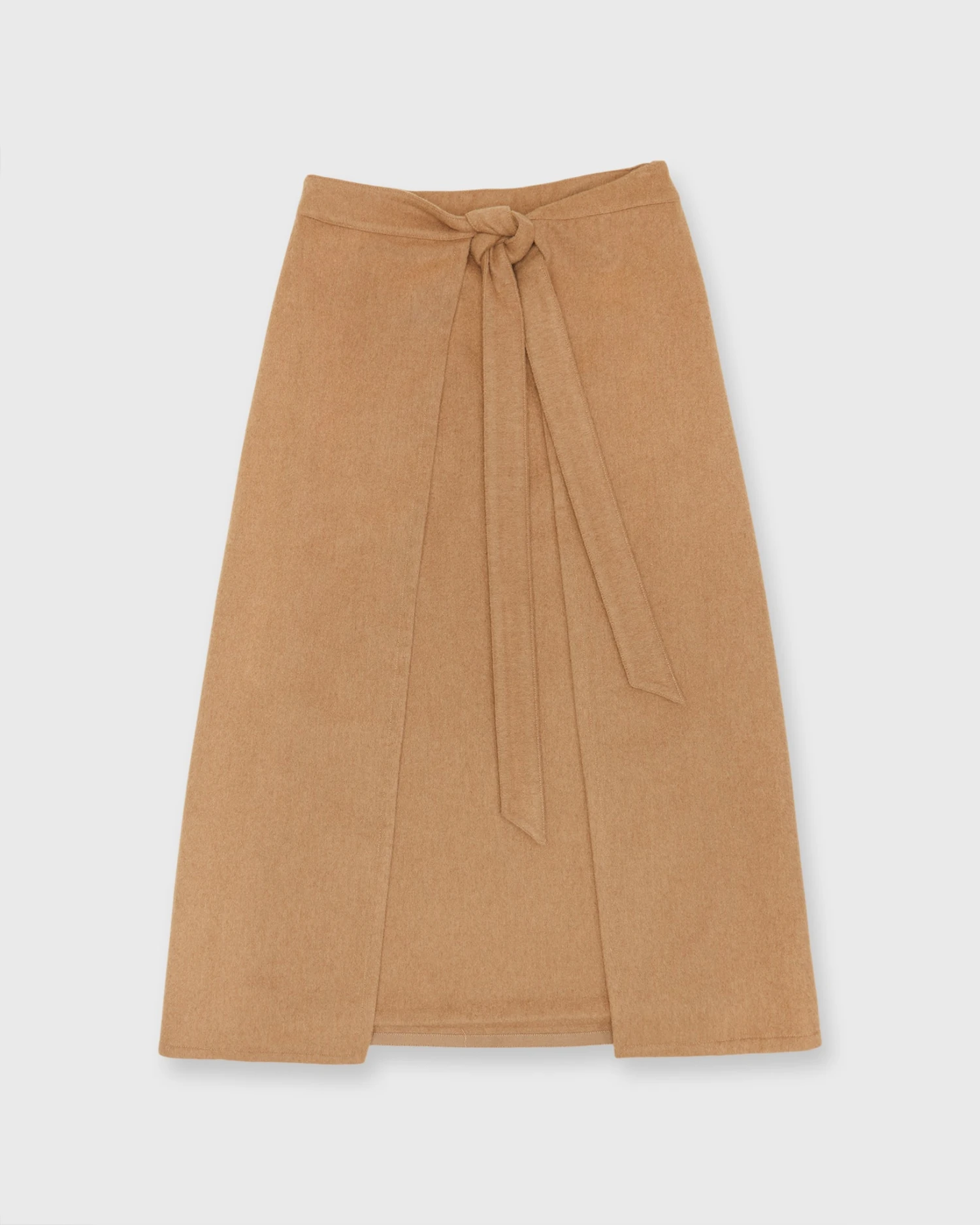 Brooke Tie-Waist Skirt In Camel Hair Flannel 3 Brooke Tie-Waist Skirt In Camel Hair Flannel