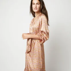 Aba Maxi Dress In Rose Moon Flower Liberty Fabric Silk -Garbiera Sales Store S71417 1001