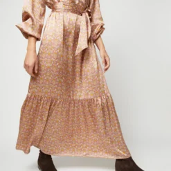 Aba Maxi Dress In Rose Moon Flower Liberty Fabric Silk -Garbiera Sales Store S71417 1029