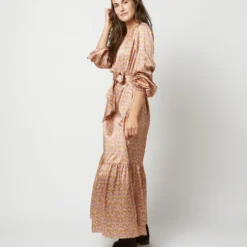Aba Maxi Dress In Rose Moon Flower Liberty Fabric Silk -Garbiera Sales Store S71417 933