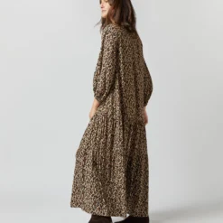 Isla Shirtdress In Camel/Black Painterly Leopard Crepe De Chine -Garbiera Sales Store S71420 746