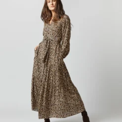 Isla Shirtdress In Camel/Black Painterly Leopard Crepe De Chine -Garbiera Sales Store S71420 774