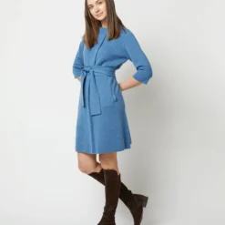 Felice Dress In Mid Heather Blue Merino Wool