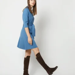 Felice Dress In Mid Heather Blue Merino Wool 10 Felice Dress In Mid Heather Blue Merino Wool -Garbiera Sales Store S71423 1682