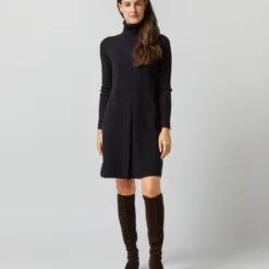 Fosette Dress In Navy Merino Wool -Garbiera Sales Store S71445 1006