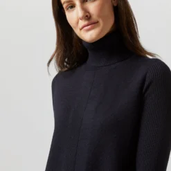 Fosette Dress In Navy Merino Wool -Garbiera Sales Store S71445 1019