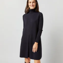 Fosette Dress In Navy Merino Wool -Garbiera Sales Store S71445 1043