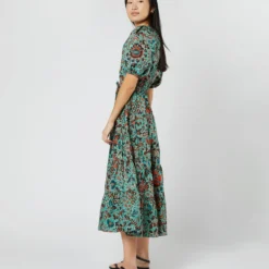ULLA JOHNSON Olina Dress In Jade Trailing Lotus -Garbiera Sales Store S71605 32