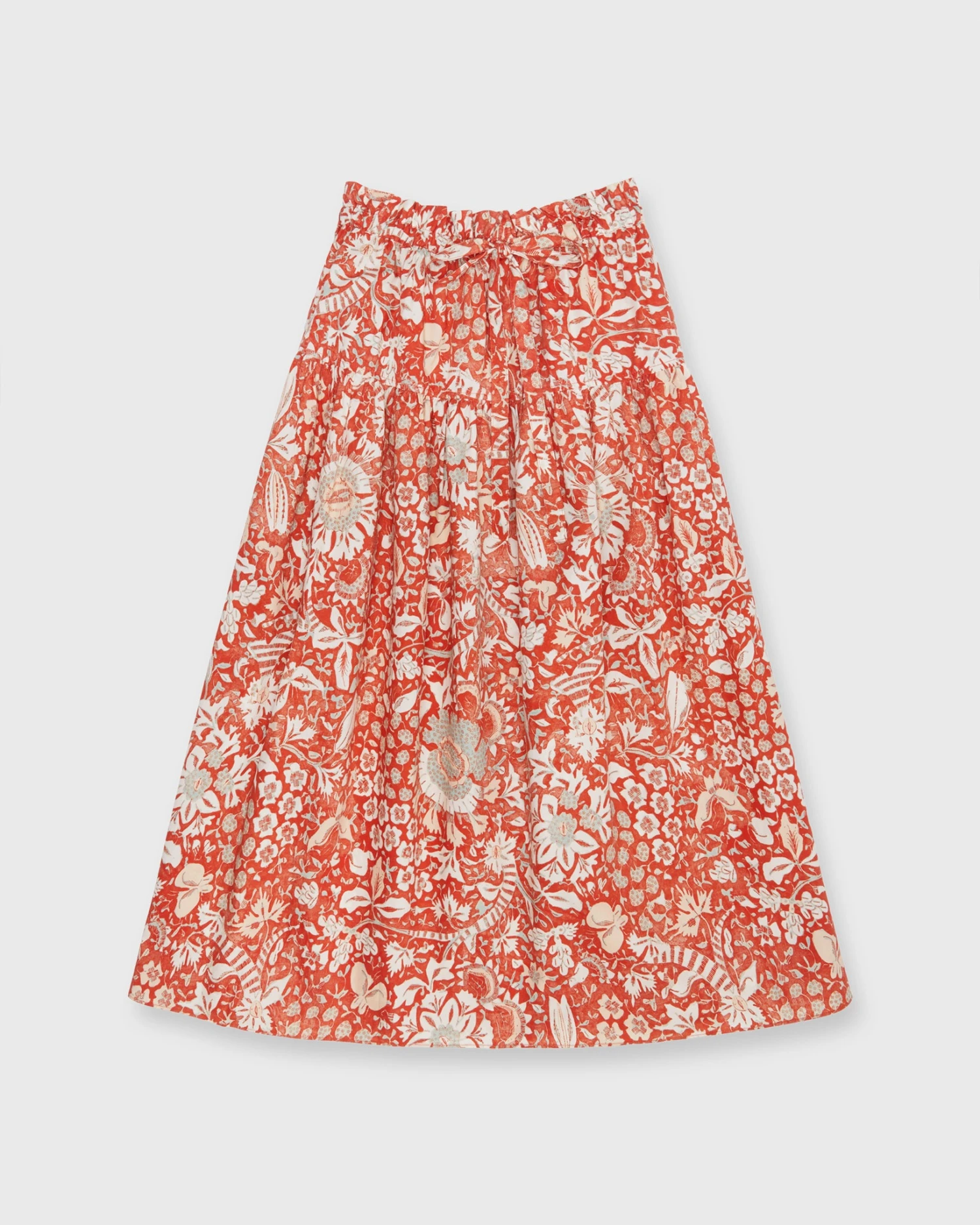 ULLA JOHNSON Fernanda Skirt In Orange Blossom Trailing Lotus 3 ULLA JOHNSON Fernanda Skirt In Orange Blossom Trailing Lotus