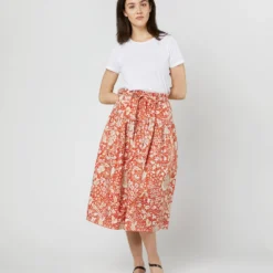 ULLA JOHNSON Fernanda Skirt In Orange Blossom Trailing Lotus 11 ULLA JOHNSON Fernanda Skirt In Orange Blossom Trailing Lotus -Garbiera Sales Store S71607 2692