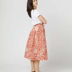 ULLA JOHNSON Fernanda Skirt In Orange Blossom Trailing Lotus 12 ULLA JOHNSON Fernanda Skirt In Orange Blossom Trailing Lotus -Garbiera Sales Store S71607 2701