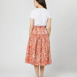 ULLA JOHNSON Fernanda Skirt In Orange Blossom Trailing Lotus 13 ULLA JOHNSON Fernanda Skirt In Orange Blossom Trailing Lotus -Garbiera Sales Store S71607 2707