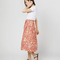 ULLA JOHNSON Fernanda Skirt In Orange Blossom Trailing Lotus 14 ULLA JOHNSON Fernanda Skirt In Orange Blossom Trailing Lotus -Garbiera Sales Store S71607 2711