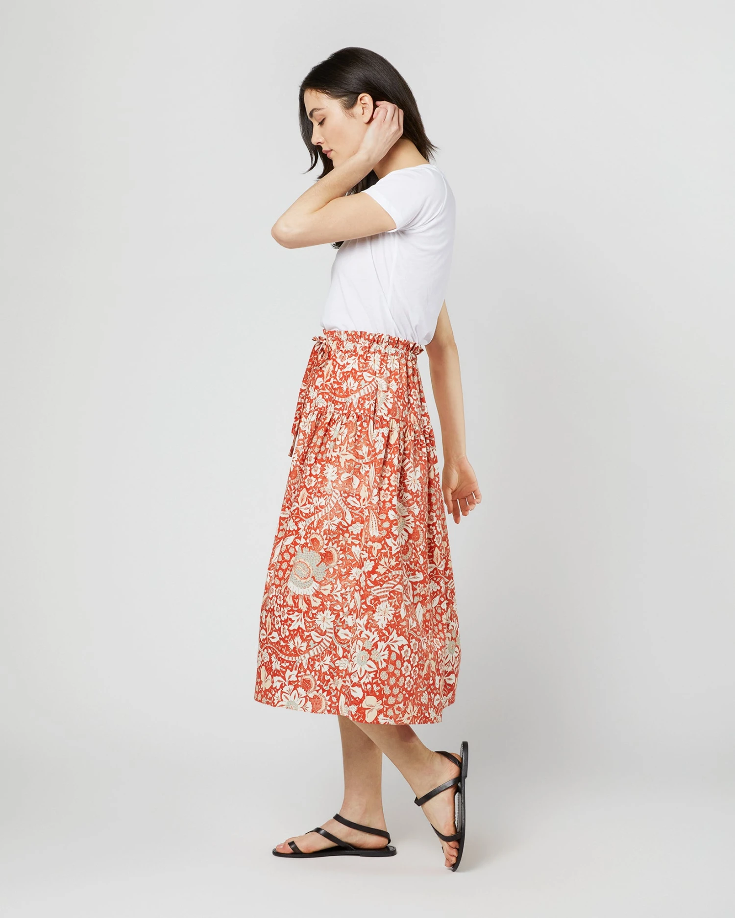 ULLA JOHNSON Fernanda Skirt In Orange Blossom Trailing Lotus 7 ULLA JOHNSON Fernanda Skirt In Orange Blossom Trailing Lotus - Image 5