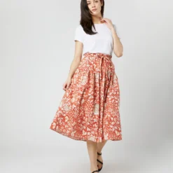 ULLA JOHNSON Fernanda Skirt In Orange Blossom Trailing Lotus 15 ULLA JOHNSON Fernanda Skirt In Orange Blossom Trailing Lotus -Garbiera Sales Store S71607 2719