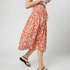 ULLA JOHNSON Fernanda Skirt In Orange Blossom Trailing Lotus 16 ULLA JOHNSON Fernanda Skirt In Orange Blossom Trailing Lotus -Garbiera Sales Store S71607 2741