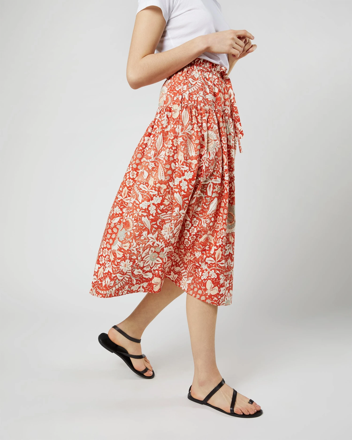 ULLA JOHNSON Fernanda Skirt In Orange Blossom Trailing Lotus 9 ULLA JOHNSON Fernanda Skirt In Orange Blossom Trailing Lotus - Image 7