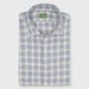 Spread Collar Sport Shirt In Grey/Navy/Ochre Plaid Brushed Twill -Garbiera Sales Store S71716 97