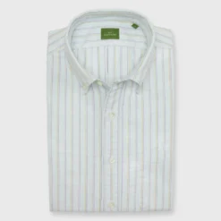 Button-Down Sport Shirt In Lovat Multi Stripe Oxford