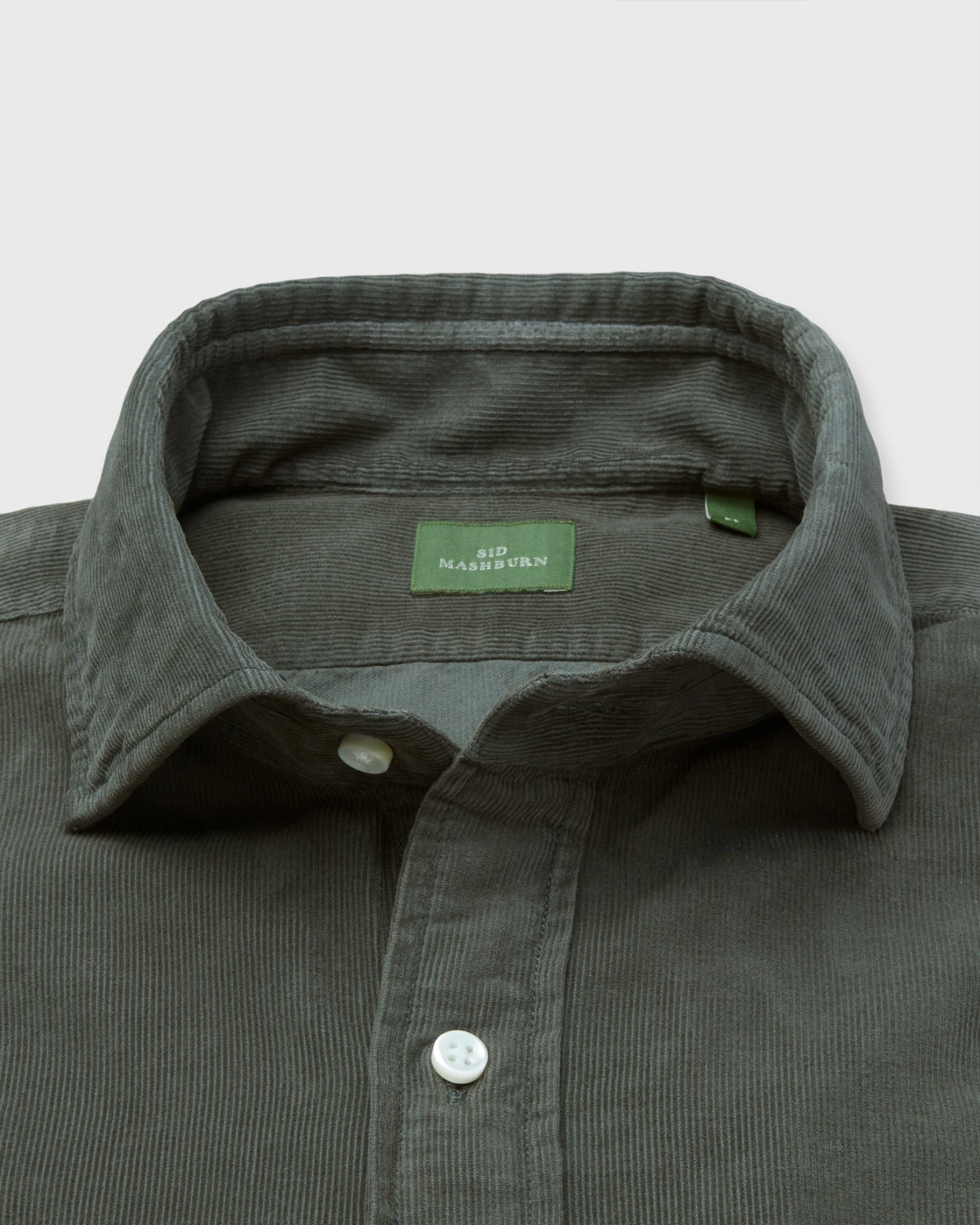 Spread Collar Sport Shirt In Olive Corduroy 4 Spread Collar Sport Shirt In Olive Corduroy - Image 2