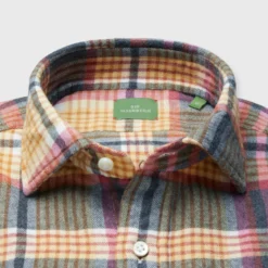 Otto Handmade Sport Shirt In Berry/Scotch/Coal Plaid Flannel -Garbiera Sales Store S71734 244
