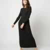 Adeline Crewneck Dress In Black Techno Yarn -Garbiera Sales Store S71896 1269
