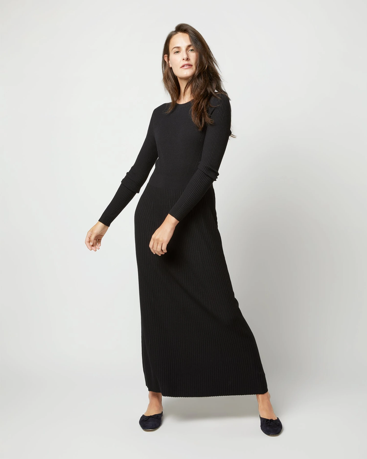 Adeline Crewneck Dress In Black Techno Yarn 3 Adeline Crewneck Dress In Black Techno Yarn