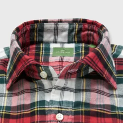 Spread Collar Sport Shirt In Dress Stewart Tartan Flannel -Garbiera Sales Store S72064 243