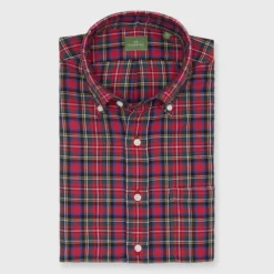Button-Down Sport Shirt In Royal Stewart Tartan Twill