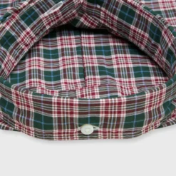Button-Down Sport Shirt In Hunter/Red/Sky Plaid Poplin -Garbiera Sales Store S72067 353