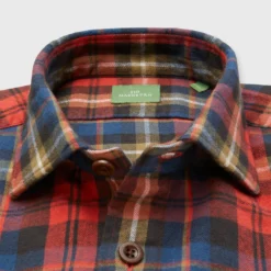 Band-Hem Work Shirt In Red/Khaki/Blue Plaid Brushed Twill 7 Band-Hem Work Shirt In Red/Khaki/Blue Plaid Brushed Twill -Garbiera Sales Store S72069 266