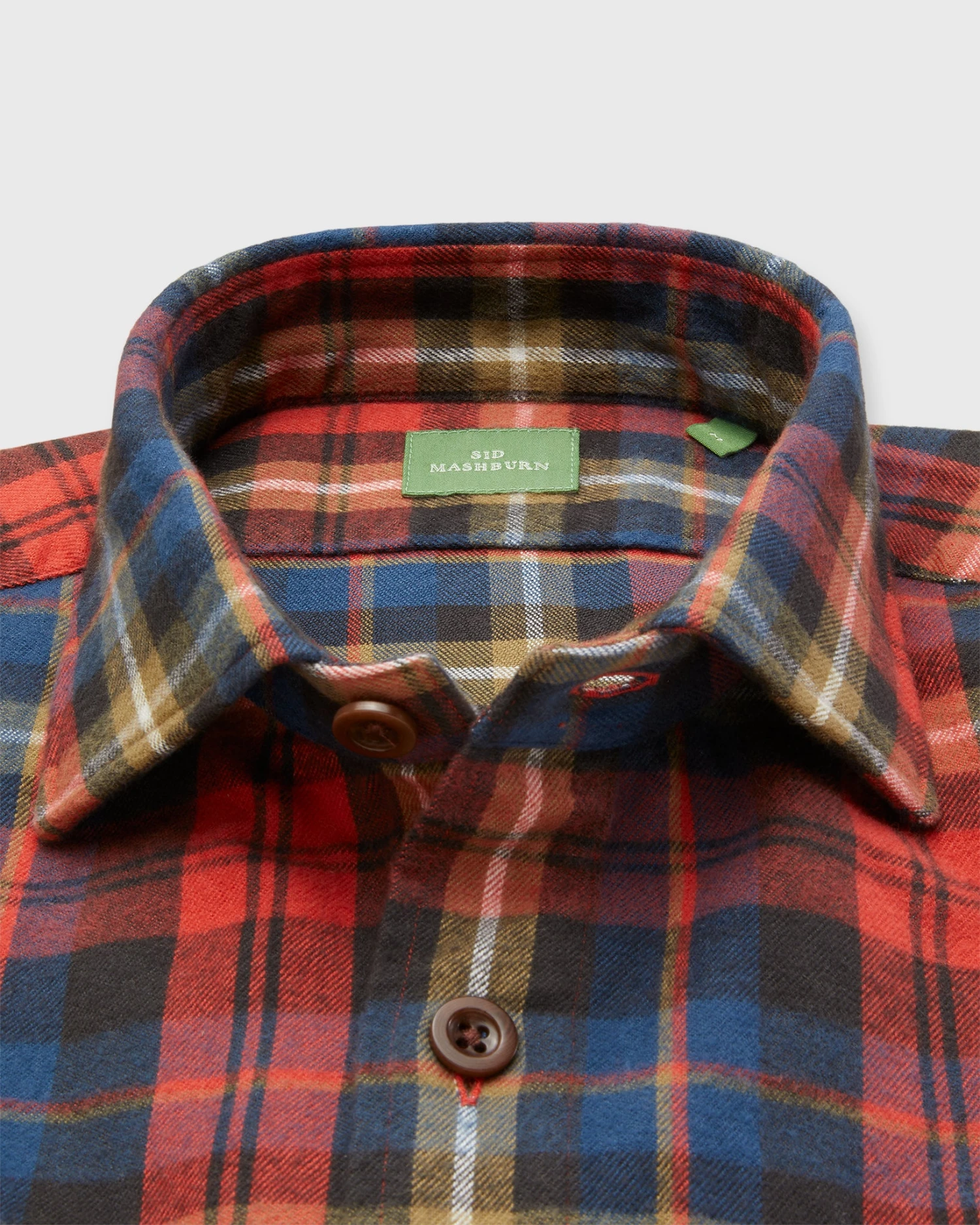 Band-Hem Work Shirt In Red/Khaki/Blue Plaid Brushed Twill 5 Band-Hem Work Shirt In Red/Khaki/Blue Plaid Brushed Twill - Image 3