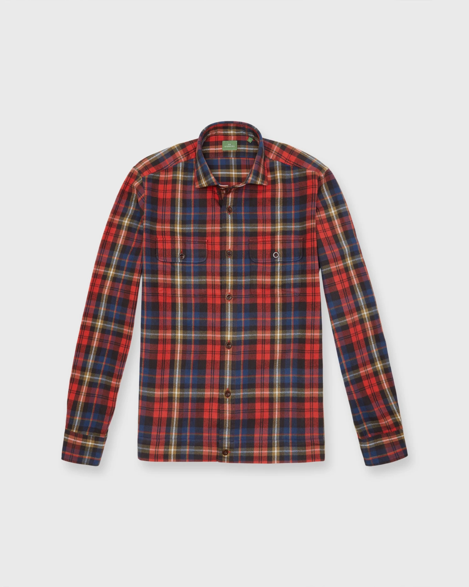 Band-Hem Work Shirt In Red/Khaki/Blue Plaid Brushed Twill 4 Band-Hem Work Shirt In Red/Khaki/Blue Plaid Brushed Twill - Image 2