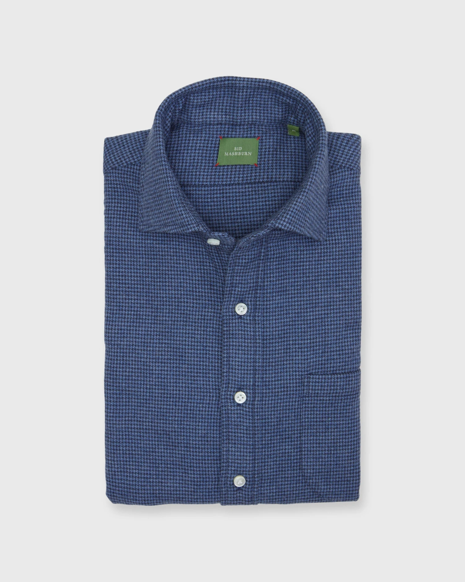 Otto Handmade Sport Shirt In Slate/Navy Brushed Houndstooth Flannel 3 Otto Handmade Sport Shirt In Slate/Navy Brushed Houndstooth Flannel